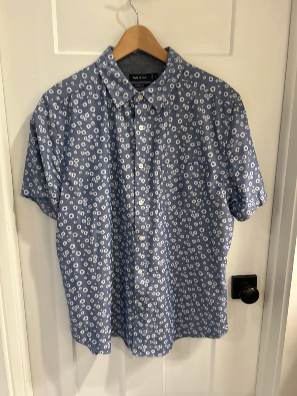 Nautica Blue Short-Sleeve Floral Button-Down Shirt